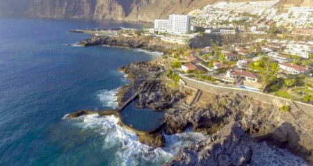 Photo for Aerial view of Garachico landscape in Tenerife from drone - Royalty Free Image
