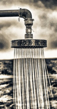 Photo for Close up of shower in open air countryside. - Royalty Free Image