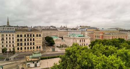 Photo for Vienna, Austria - August 21, 2022: Aerial view of city center on a cloudy afternoon. - Royalty Free Image