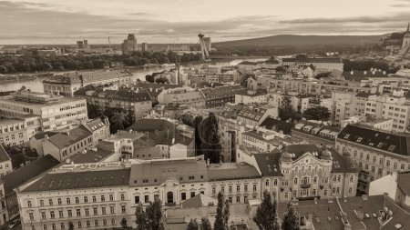 Photo for Aerial view of Bratislava city skyline on a summer afternoon, Slovakia. - Royalty Free Image