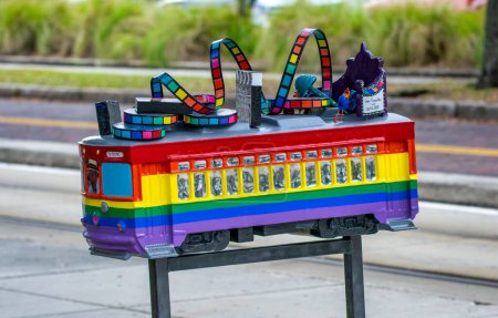Photo for Ybor City, FL - February 6, 2016: Rainbow colors of a mailbox in Ybor City. - Royalty Free Image
