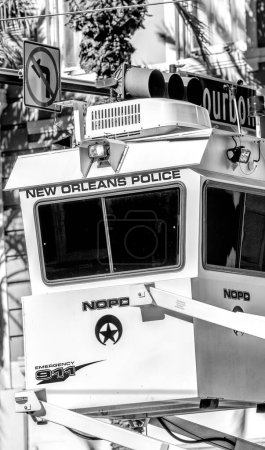 Photo for New Orleans, LA - February 9, 2016: Police Observation Box on the top of the street. - Royalty Free Image
