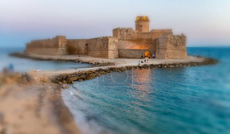 Photo for Aerial view of Aragonese Fortress at sunset, Calabria, Italy. - Royalty Free Image