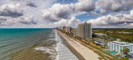 Photo for Myrtle Beach from drone, South Carolina. City and beach view at dusk. - Royalty Free Image