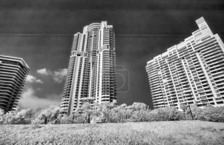 Foto de Miami Coral Gables skyscrapers, infrared view. - Imagen libre de derechos