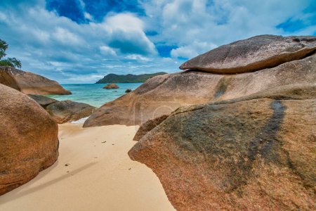 Photo for Amazing picturesque paradise beach with granite rocks and white sand, Seychelles travel concept. - Royalty Free Image