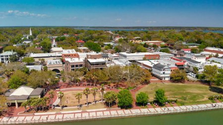 Photo for Charleston skyline from drone, South Carolina. - Royalty Free Image