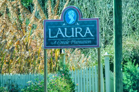 Photo for Louisiana, USA - February 10, 2016: Road sign to Laura Plantation. - Royalty Free Image