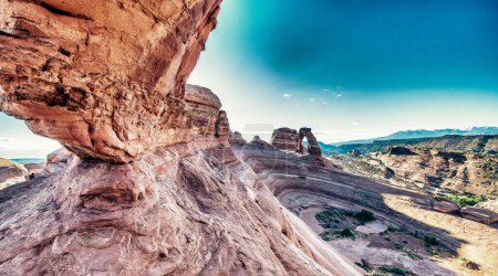 Photo for Delicate Arch in Arches National Park, long distance view - Royalty Free Image