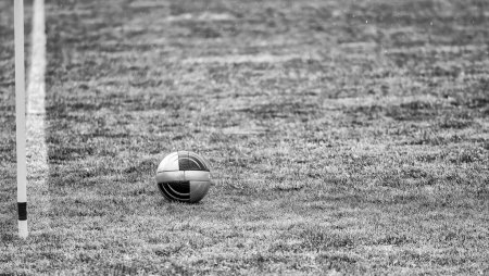 Photo for Traditional orange soccer ball on soccer field at the corner pitch - Royalty Free Image
