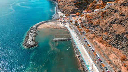 Foto de Aerial view of Calheta Beach in Madeira. - Imagen libre de derechos