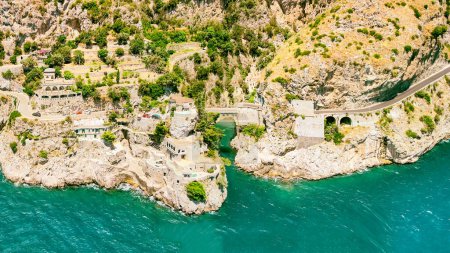 Photo for Amazing aerial view of beautiful Amalfi Coast in summer season, Italy. Drone viewpoint. - Royalty Free Image