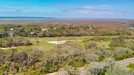 Téléchargez les photos : Amazing aerial view of Amelia Island from drone, Florida - USA. - en image libre de droit