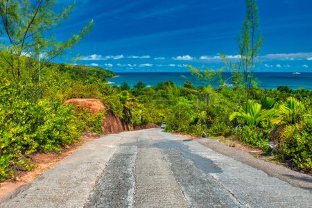 Road of Seychelles Island. Crossing the island with a beautiful view.