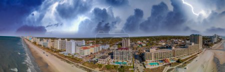 Photo for Myrtle Beach aerial panoramic view with storm approaching, South Carolina, USA. - Royalty Free Image