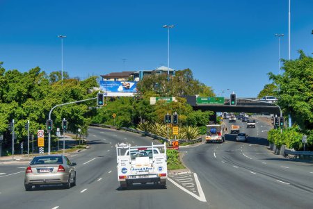 Photo for Brisbane, Australia - August 14, 2009: Car traffic towards the city center on a sunny day. - Royalty Free Image