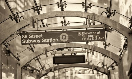 Photo for New York City, NY - December 7, 2018: 86 street subway station entrance. - Royalty Free Image