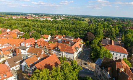 Photo for Aerial view of Celle at sunset, Germany. - Royalty Free Image