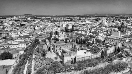 Foto de Jerez de la Frontera, Andalucía. Vista aérea del histórico Alcázar de Jerez de la Frontera en el sur de España. - Imagen libre de derechos