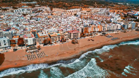 Photo for Estepona, Andalusia. Beautiful aerial view of cityscape along the coast in the morning. - Royalty Free Image
