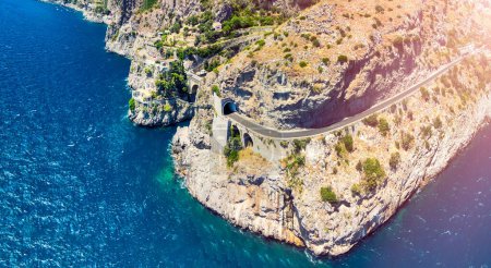 Photo for Amazing aerial view of beautiful Amalfi Coast in summer season, Italy. Drone viewpoint. - Royalty Free Image