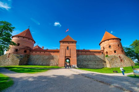 Photo for Trakai, Lithuania - July 10, 2017: Trakai island castle at Galve lake, near Vilnius. - Royalty Free Image