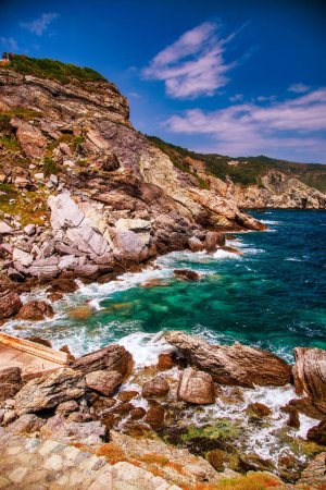 Photo for Agios Ioannis Beach and coastline in Skopelos, Greece. - Royalty Free Image