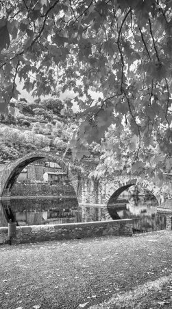 Photo for Lucca, Devils Bridge. Black and white architecture and vegetation. - Royalty Free Image