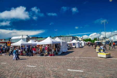 Photo for Helsinki, Finland - July 4, 2017: Street markets along the city port. - Royalty Free Image