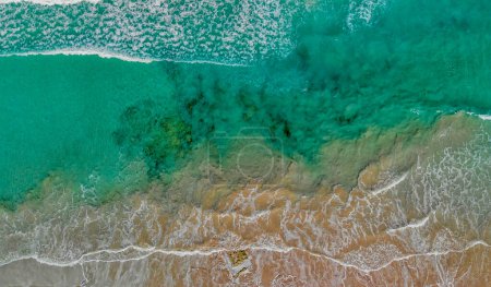 Photo for Beautiful waves along Pennington Bay, Kangaroo Island overhead aerial view. - Royalty Free Image