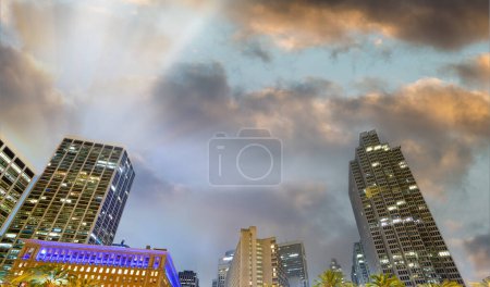 Photo for San Francisco city buildings at night near Ferry Building. - Royalty Free Image
