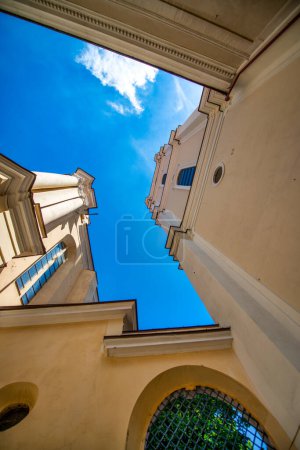 Photo for Upward view of Vilnius ancient buildings, Lithuania. - Royalty Free Image