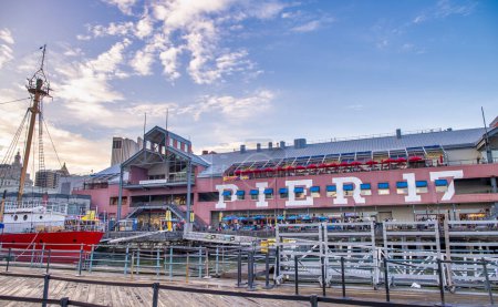 Photo for New York City - June 2013: Buildings of Pier 17. - Royalty Free Image