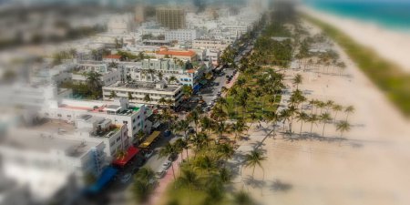 Photo for Aerial view of Miami Beach and Ocean Drive on a beautiful spring day. - Royalty Free Image