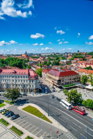 Photo for Vilnius, Lithuania - July 10, 2017: Vilnius cityscape aerial view on a sunny summer day. - Royalty Free Image