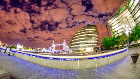 Photo for Modern buildings and landmarks of London at night. - Royalty Free Image