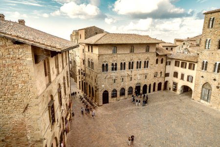 Photo for Volterra, Italy - October 14, 223: Aerial view of Priori Square. - Royalty Free Image
