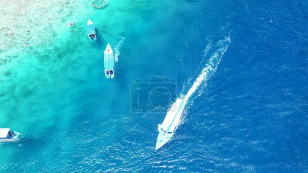Photo for Amazing aerial view of Gili Meno coastline on a sunny day, Indonesia. - Royalty Free Image