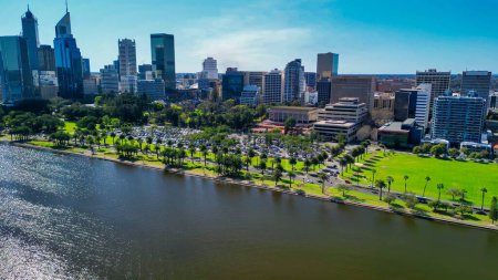 Photo for Aerial view of Perth Cityscape and Swan River, Australia. - Royalty Free Image