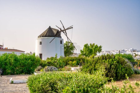 Téléchargez les photos : Moulins à vent blancs à Vejer de la Frontera, Andalousie - Espagne - en image libre de droit