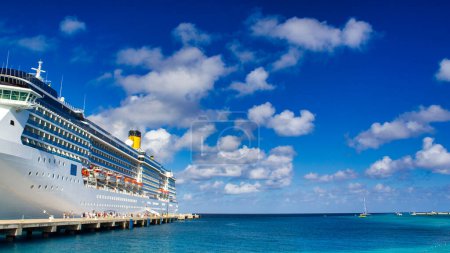 Photo for Cruise Ship anchored at the Caribbean Port. - Royalty Free Image