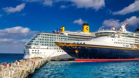 Photo for Cozumel, Mexico - March 6, 2012: Cruise ship anchored at Cozumel Port. - Royalty Free Image