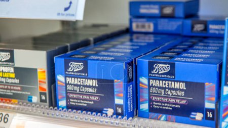 Photo for London - September 2012: Medicines in a city Pharmacy. - Royalty Free Image