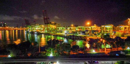 Photo for Aerial view of Sentosa Boardwalk at night, Singapore. - Royalty Free Image