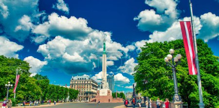 Photo for Riga, Latvia - July 8, 2017: Riga park on a sunny summer day. - Royalty Free Image
