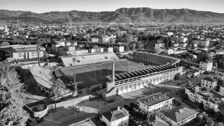 Photo for Aerial view of Porta Elisa Soccer Stadium in Lucca, Tuscany - Italy. - Royalty Free Image