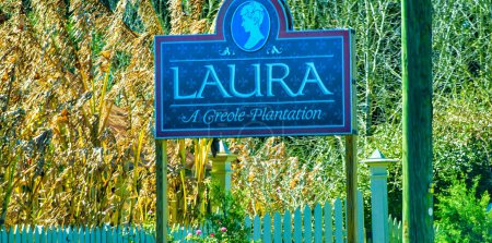 Photo for Louisiana, USA - February 10, 2016: Road sign to Laura Plantation. - Royalty Free Image