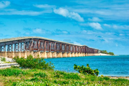 Photo for Overseas highway bridge from Horseshoe Beach, Florida. - Royalty Free Image