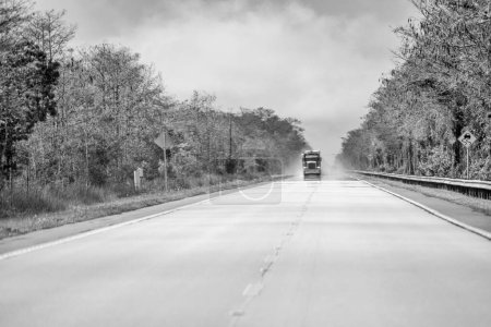 Téléchargez les photos : Camion le long de la route de Floride. - en image libre de droit