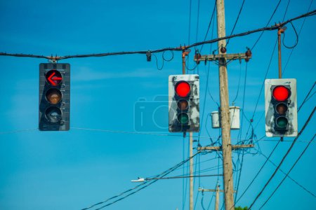 Photo for Traffic lights along a major road. - Royalty Free Image